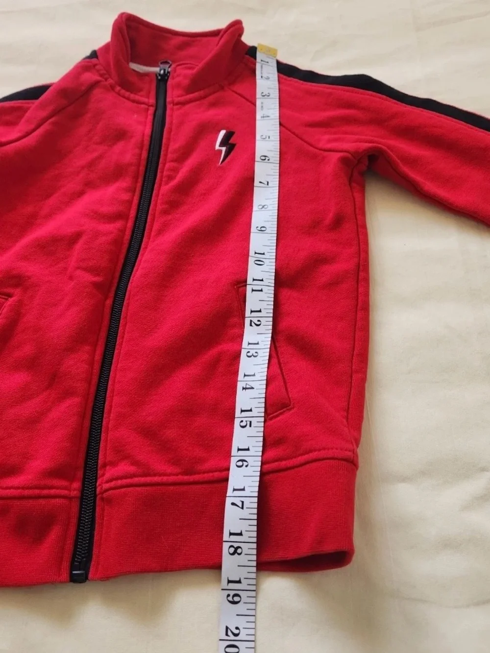 Wonder Nation Boys XS 4-5 Brilliant Red Zip Up Track Jacket Lightning Bolt